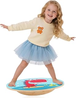 Jomifin Kids Wobble Balance Board - Wooden Rocker Board for Toddlers & Children, 123 LBS Durable Montessori Sensory Training Toy,