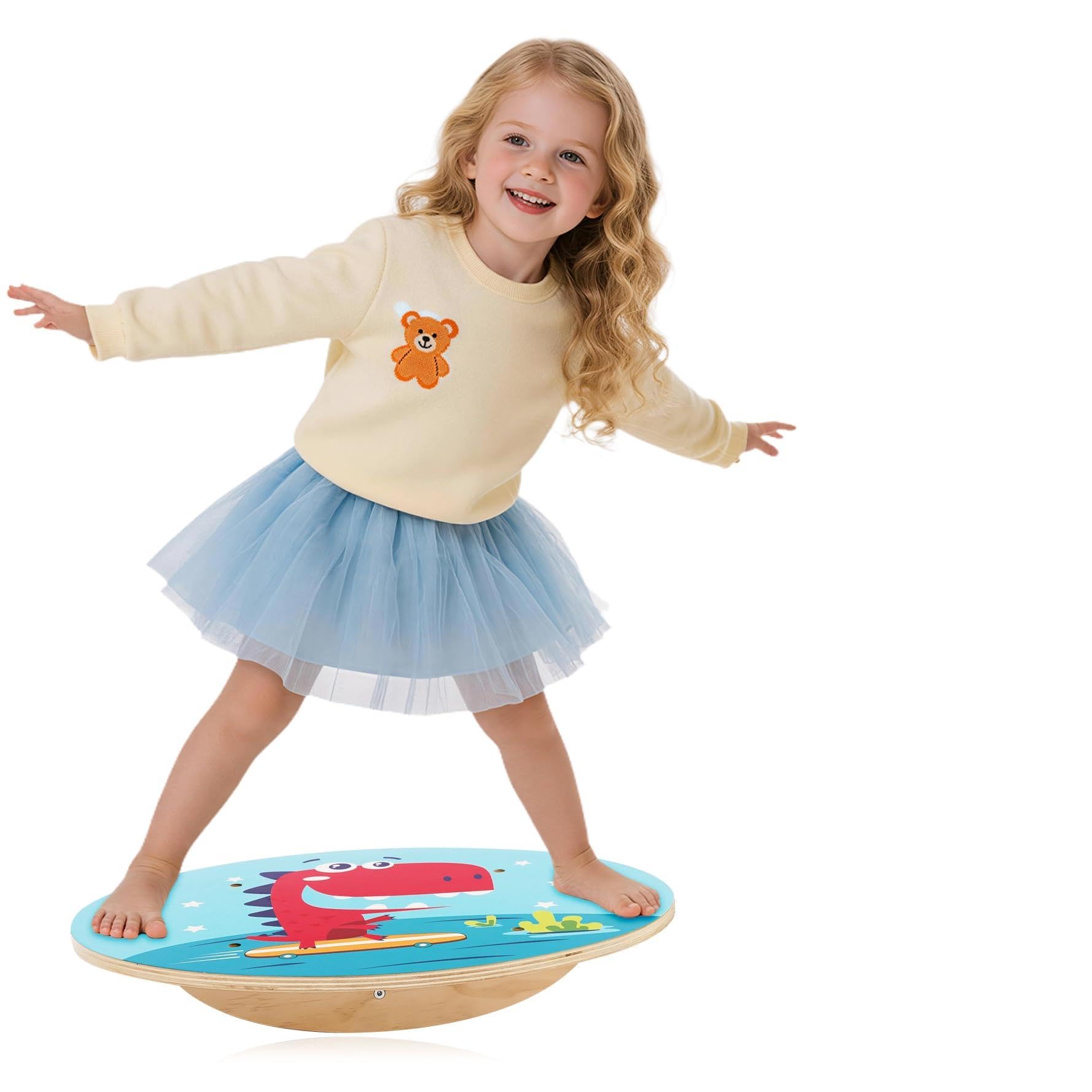 Jomifin Kids Wobble Balance Board - Wooden Rocker Board for Toddlers & Children,