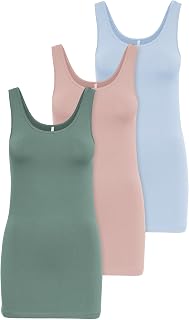 ONLY Set of 3 Tops for Women Basic Tank Tops White, Black, Grey, Blue, Cream T-Shirt Long Woman Summer T-Shirts 15201465