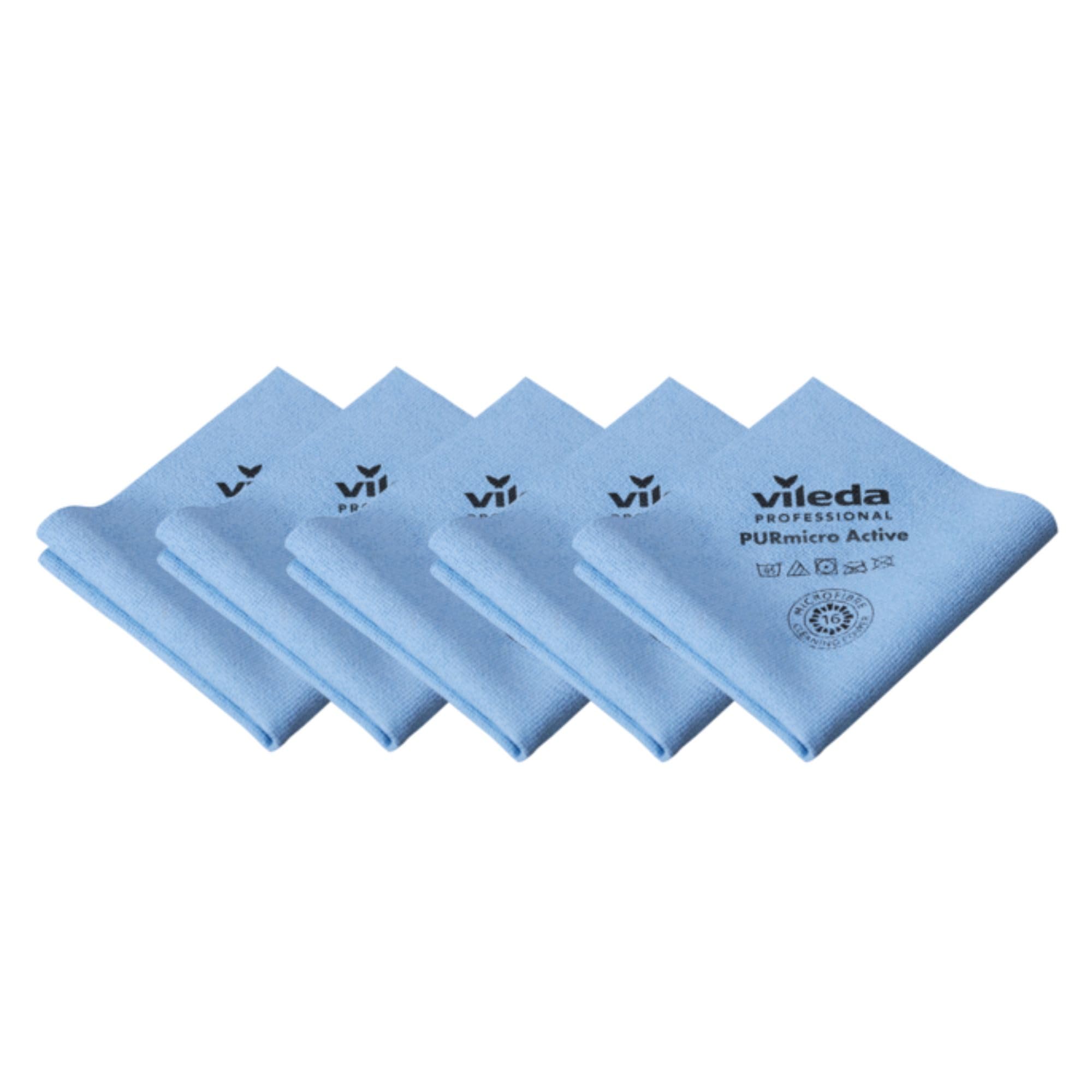 Vileda Professional,Microfibre cloth PurMicro Active,Blue,5pcs,PUR,38x35cm