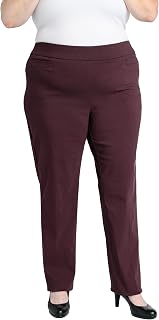 Briggs New York Womens Plus Size Millennium Piped Pocket Super Stretch Pull-on Pants - Plus Size Super Stretch Straight Leg Pull On Pants