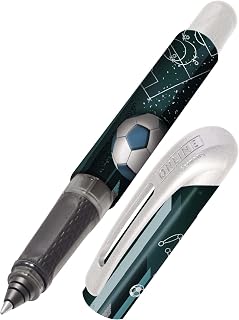Online Ergonomic Football Rollerball Pen - School and High School - Soft Grip for Left and Right Handed - Standard Ink Cartridges - Refillable, Blue - for Students