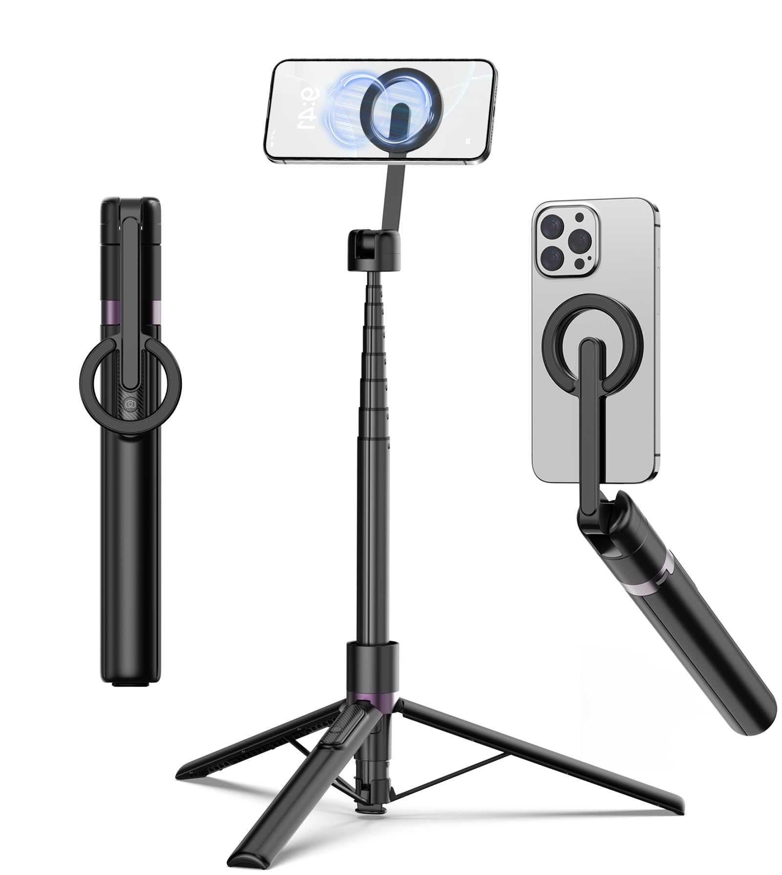 TONEOF 68" Magnetic Aluminum Phone Tripod Selfie Stick for iPhone & Android | Re