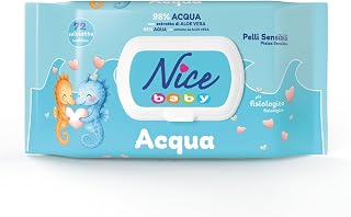 Nice Baby Water Nappy Changing Wipes, with 98% Water and Aloe Extract, Dermatologically Tested, Pack of 72 Wipes