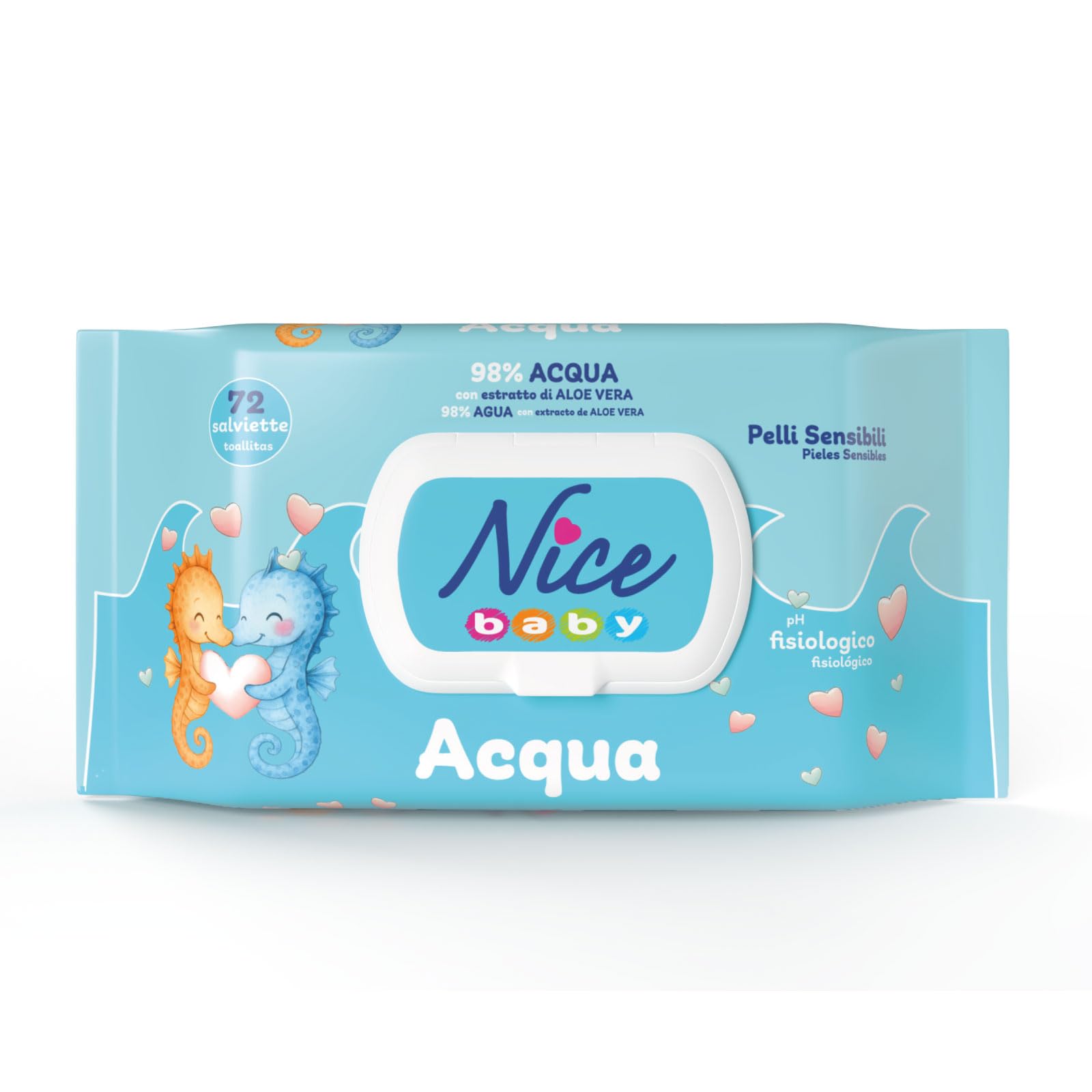 Nice Baby Water Nappy Changing Wipes, with 98% Water and Aloe Extract, Dermatolo