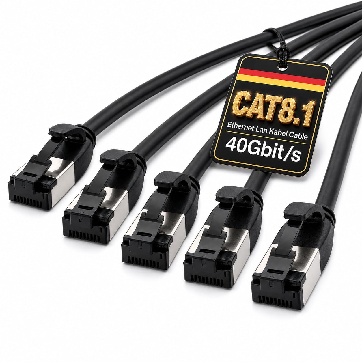 Cat 8.1 Lan Network Cable 0.25m (5 Pieces) Cat 8 Ethernet Cable with RJ45 Plug S