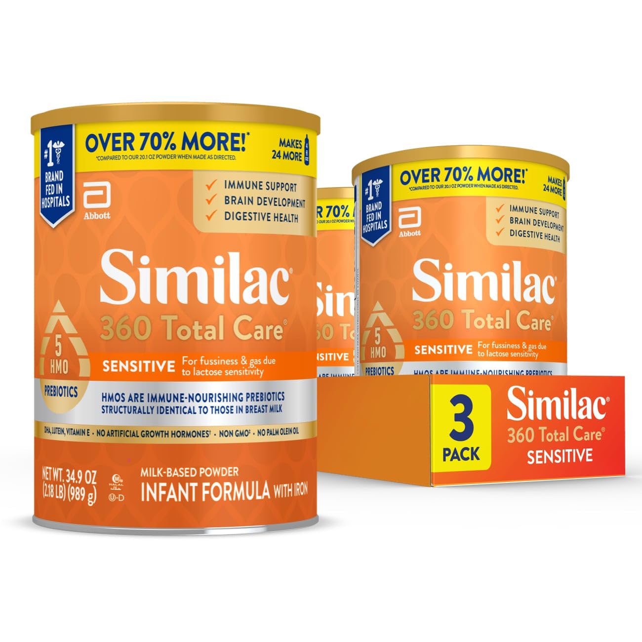 Similac 360 Total Care Sensitive Baby Formula Powder, 5 HMO Prebiotic Blend | In