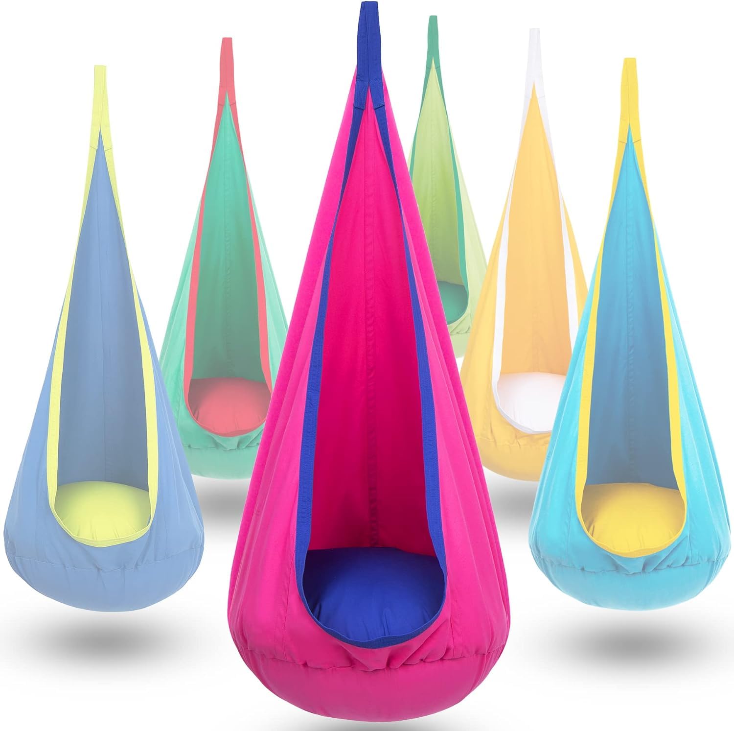 Y- STOP Kids Pod Swing Seat, Hanging Hammock Chair Swing with Inflatable Pillow,