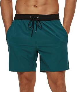 Arcweg Men's Swim Shorts Fast Drying Bango Shorts Sea Beach Bathing Suit Mesh Lining with Pocket and Drawstring Trunks