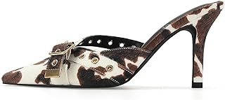 Black Kitten Heels for Women Pointed Closed Toe Dressy Bow Heel Vintage Heeled Mules Sexy Pointy Studded Slip on Stiletto Pump Shoes