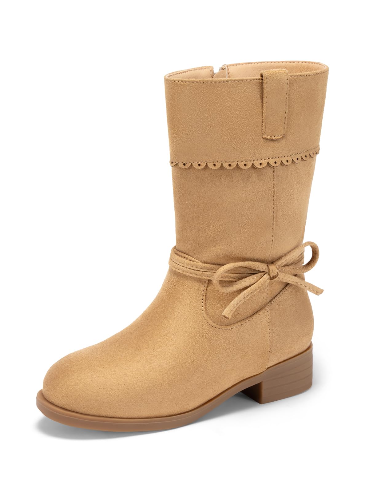 Coutgo Botas de equitación de media pantorrilla para niñas, con puntera redonda,