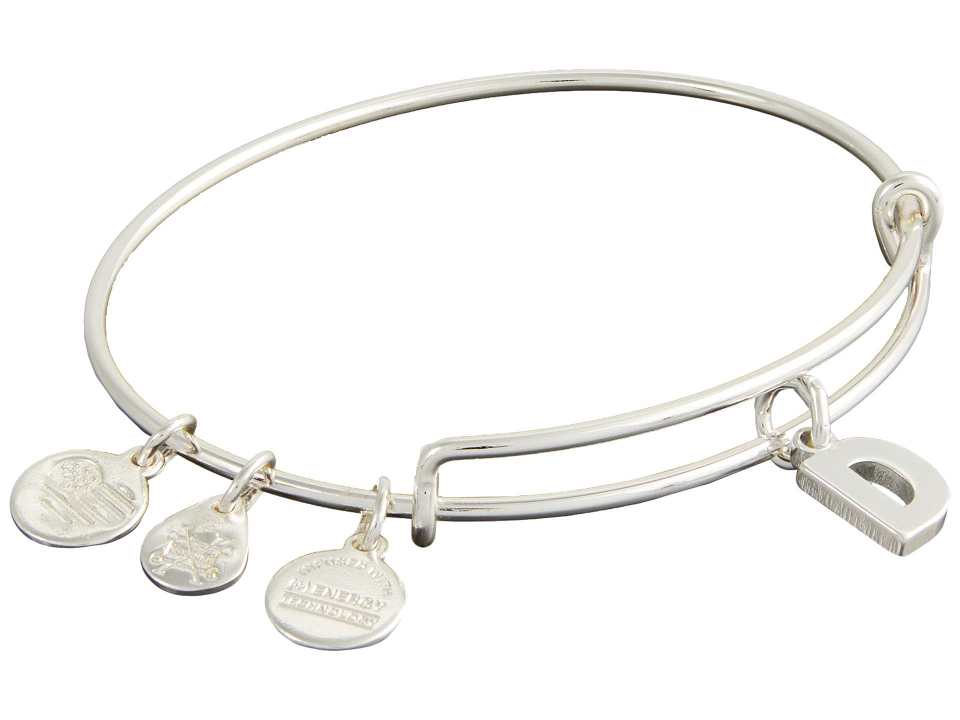 Alex and Ani Expandable Bangle for Women, Initials A to Z Letter Charms, Shiny F