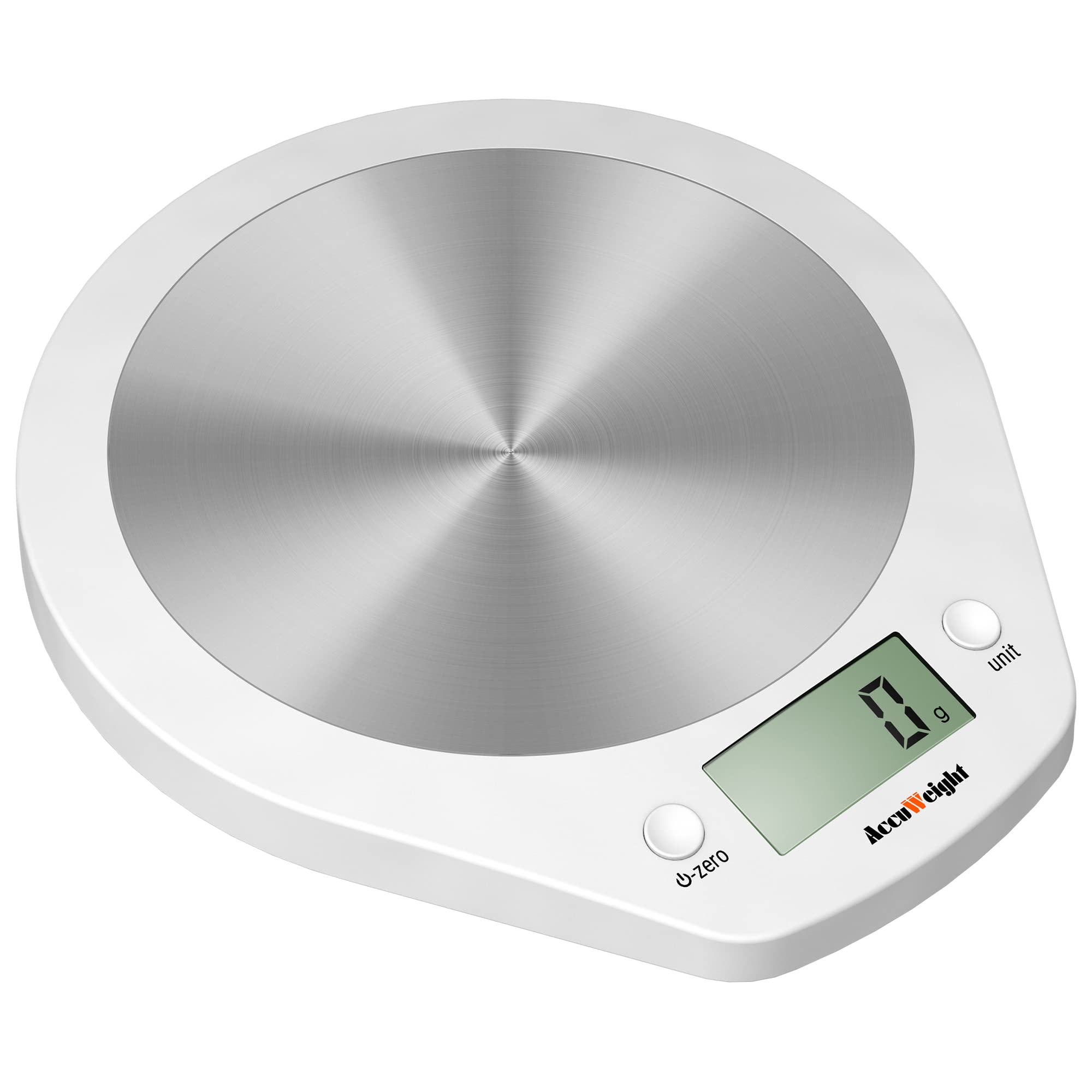 ACCUWEIGH 203 Stainless Steel Digital Kitchen Scale with Tare Function, LCD Disp
