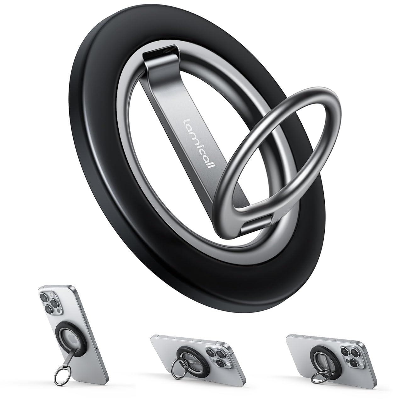 Lamicall Support Anneau Magnétique pour MagSafe, Double Charnière Améliorée