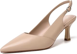 Mostrin Kitten Heels for Women with Closed Toe Back Strap Pumps for Women Wedding Party Commuter
