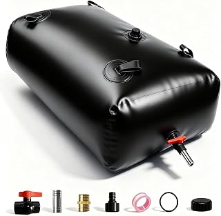 264 Gallon Water Bladder Tank, 2000D PVC Portable Water Storage Bag Black | 1000L Foldable Water Container with Hose Kit for RV,Truck Bed,Garden Irrigation,Camping & Emergency Water Supply,leak-proof