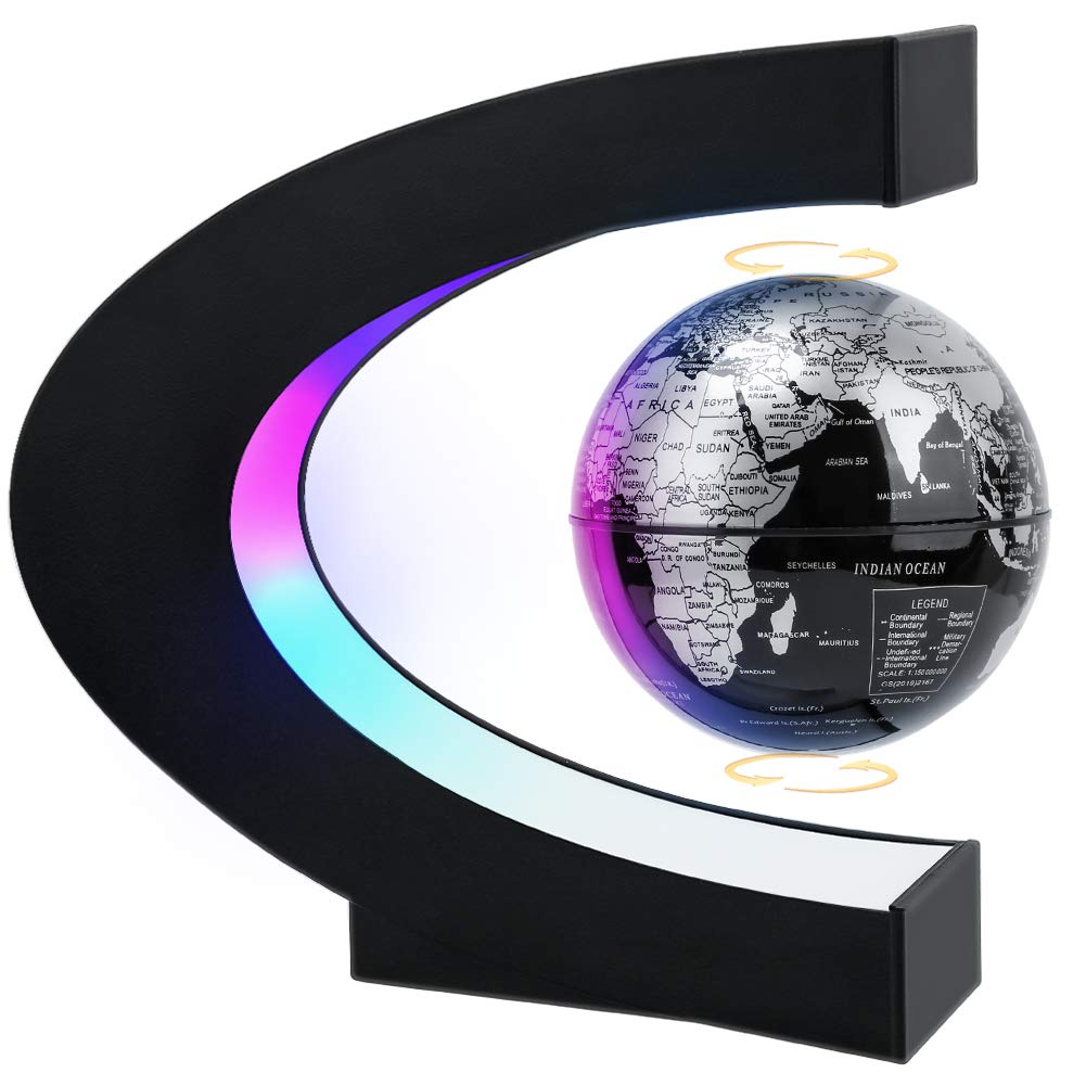 MOKOQI Magnetic Levitating Globe with LED Light, Cool Tech Gift for Men Father B