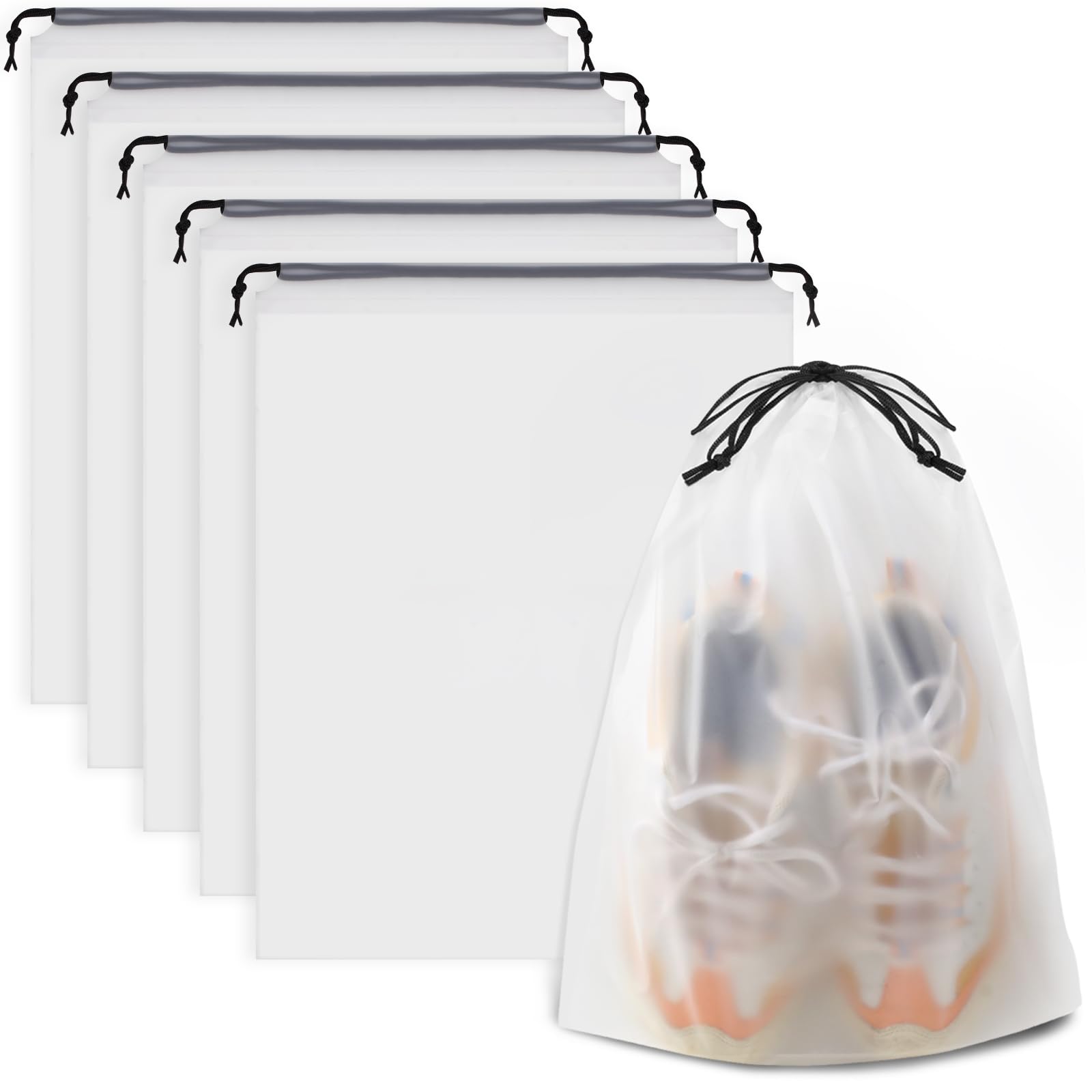 Clear Shoe Bags for Travel 5 PCS, Drawstring Travel Shoe Bags for Packing | 15.7