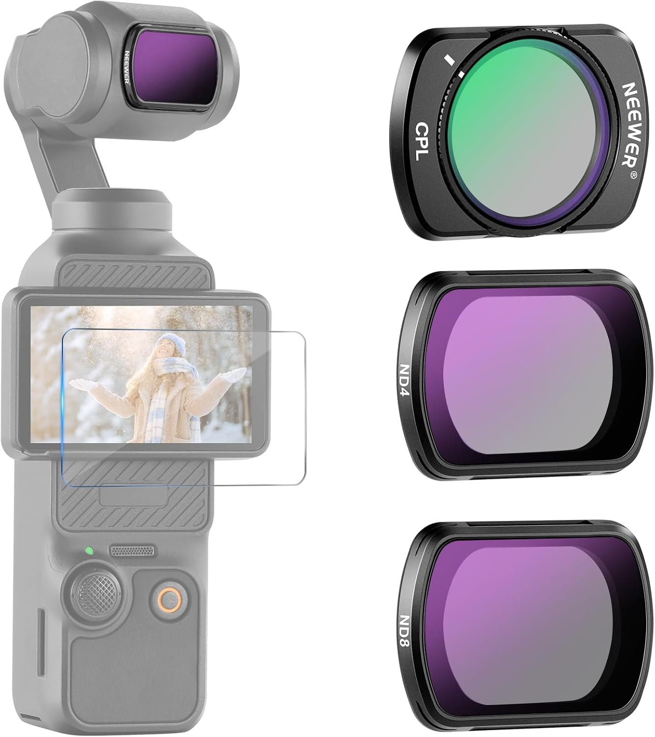 NEEWER ND CPL Kit de filtres Compatible avec DJI Osmo Pocket4&3/Xtra Muse Creato