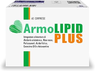 Armolipid Plus 60 Tablets, Food Supplement with Berberis Aristata, Fermented Red Rice, Folic Acid, Polycosanols, Coenzyme Q10 and Astaxanthin
