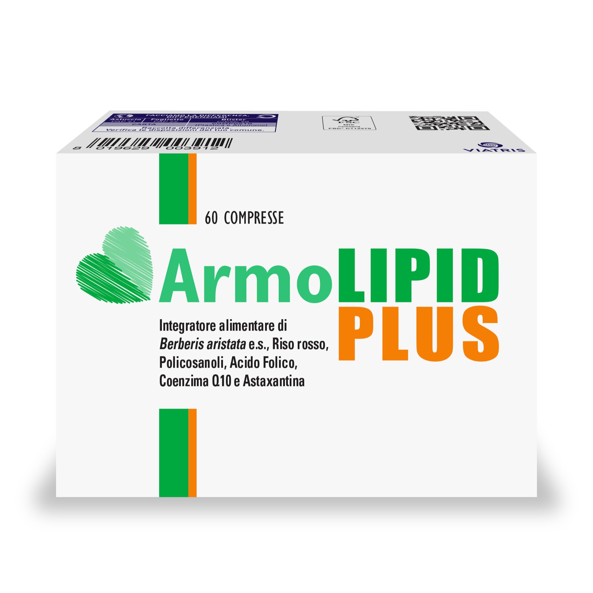 Armolipid Plus 60 Tablets, Food Supplement with Berberis Aristata, Fermented Red