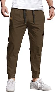 COOFANDY Mens Casual Joggers Cotton Elastic Drawstring Chino Cargo Pants