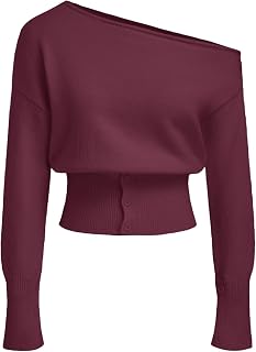 CIDER Maglioni con spalle scoperte per le donne carino manica lunga una spalla abiti autunnali pullover lavorato a maglia maglione top trendy