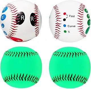 4 Training Baseballs for Youth: 2 Glow-in-the-Dark, 2 Finger Placement