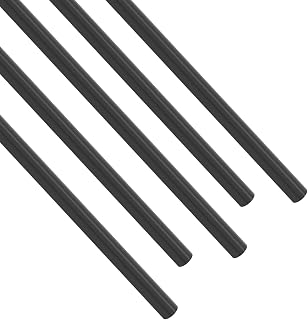 FOCMKEAS 5Pcs Carbon Fiber Rod, 4mm x 400mm | Solid Matte Round Bar Pole for RC Airplane DIY Craft Kite Model Car, Black