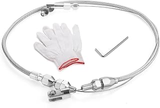 Spurtar 24" Universal Throttle Cable Stainless Steel Braided Adjustable | 24in Covering Locking Kit, Aluminum Fitting &amp; Ferrule, Accelerator, Automotive Replacement Part Swap Fuel Line