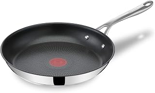 Tefal Jamie Oliver Cook's Direct On Bratpfanne 28 cm, Thermo-Signal | Stainless steel pan induction, titanium non-stick coating, oven-safe, stainless steel, riveted handle, E3040644