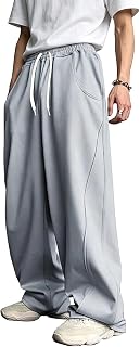 Kayiyasu Men's Wide Pants, Sweatpants, Trousers, Large Size, Loose, Baggy Pants, Straight, Plain, Adjustable Strap, Stylish, Casual, Sports, Comfortable, Spring, Summer, Autumn