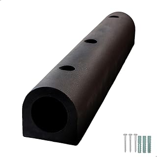 Rubber Wall Protector - Black | High Impact Wall Guard D Type - 36x 6X 6 Inch | 12.25 kg Heavy Duty Rubber Dock Bumper Fender for Garages, Parking Lots, Loading Dock and More