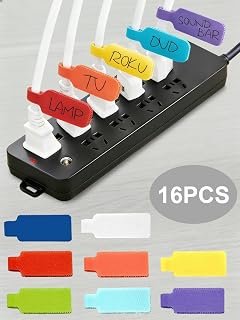16 Packs Reusable Cable Labels - Colorful Cable Labels with Hook and Loop Closure for Electronics, Computer and Office - 4.5 x 2 cm, Writable and Multicolor