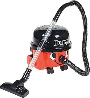 Casdon Henry & Hetty Toys - Henry Vacuum Cleaner - Red Vacuum Cleaning Toy with Real Function & Nozzle Accessories - Kids Cleaning Set - For Children Aged 3+