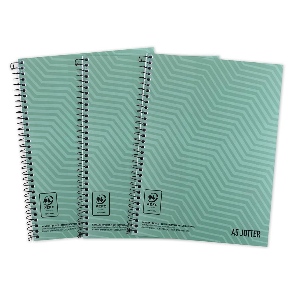 SUMMIT A5 Metallic Wirebound Notebook, 3 Pack, Ruled Pages for School, Work & Jo