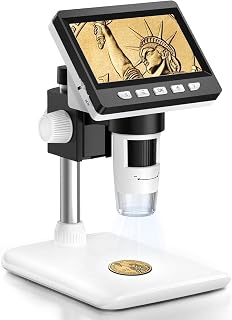 AOPICK 1000X Digital Coin Microscope, 4.3" LCD Coin Magnifier with Screen | Erro Coins Microscope with 8 Adjustable LED Lights, 1080P USB Microscope Camera Photo & Video, Compatible with Windows/MacOS