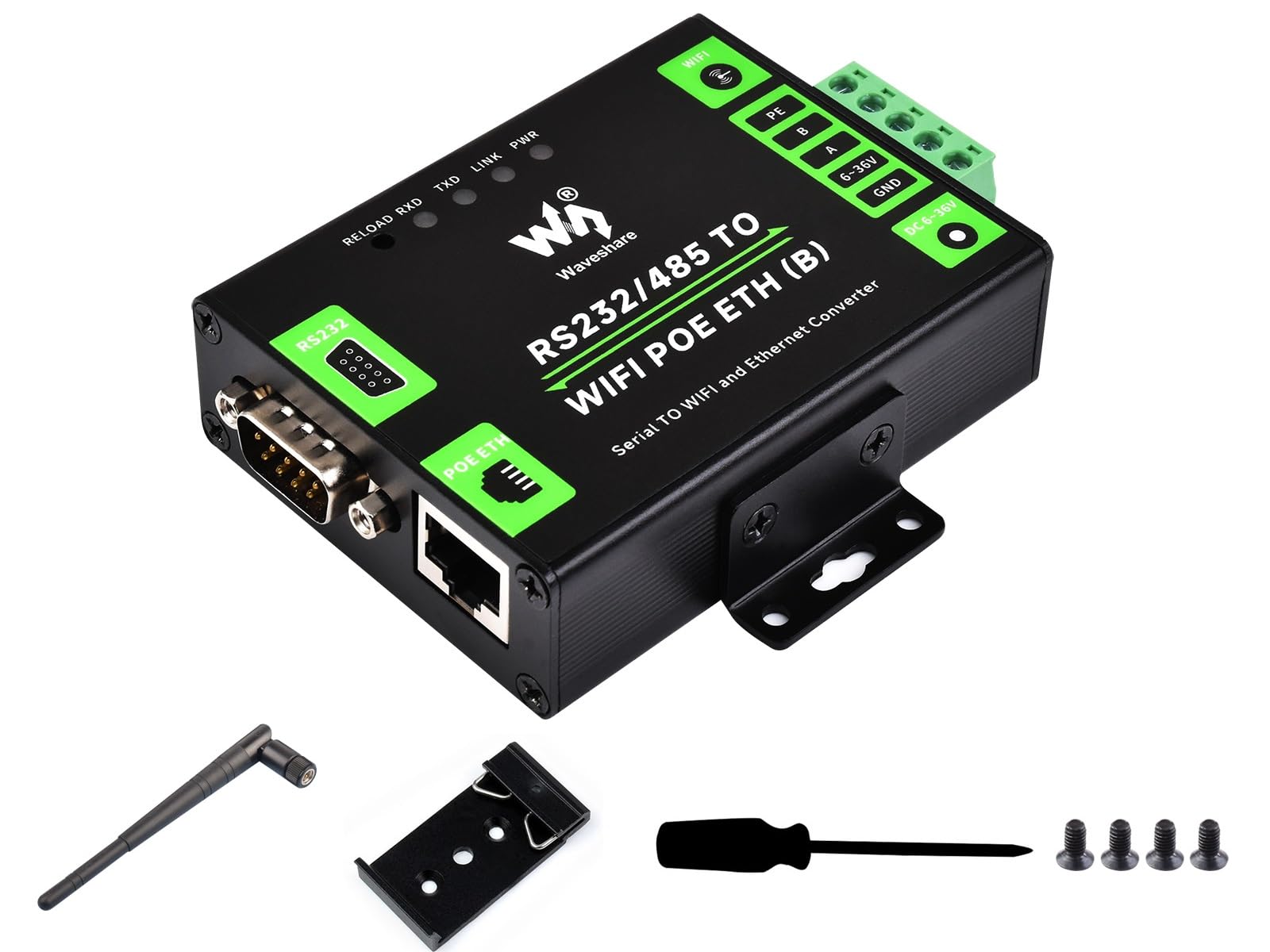 Waveshare RS232/485 to WiFi and RJ45 Ethernet Converter Module with POE Function