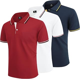 LLdress Men's Polo Shirt Short Sleeves 3 Pack Golf Tennis T Shirt Lightweight and Breathable