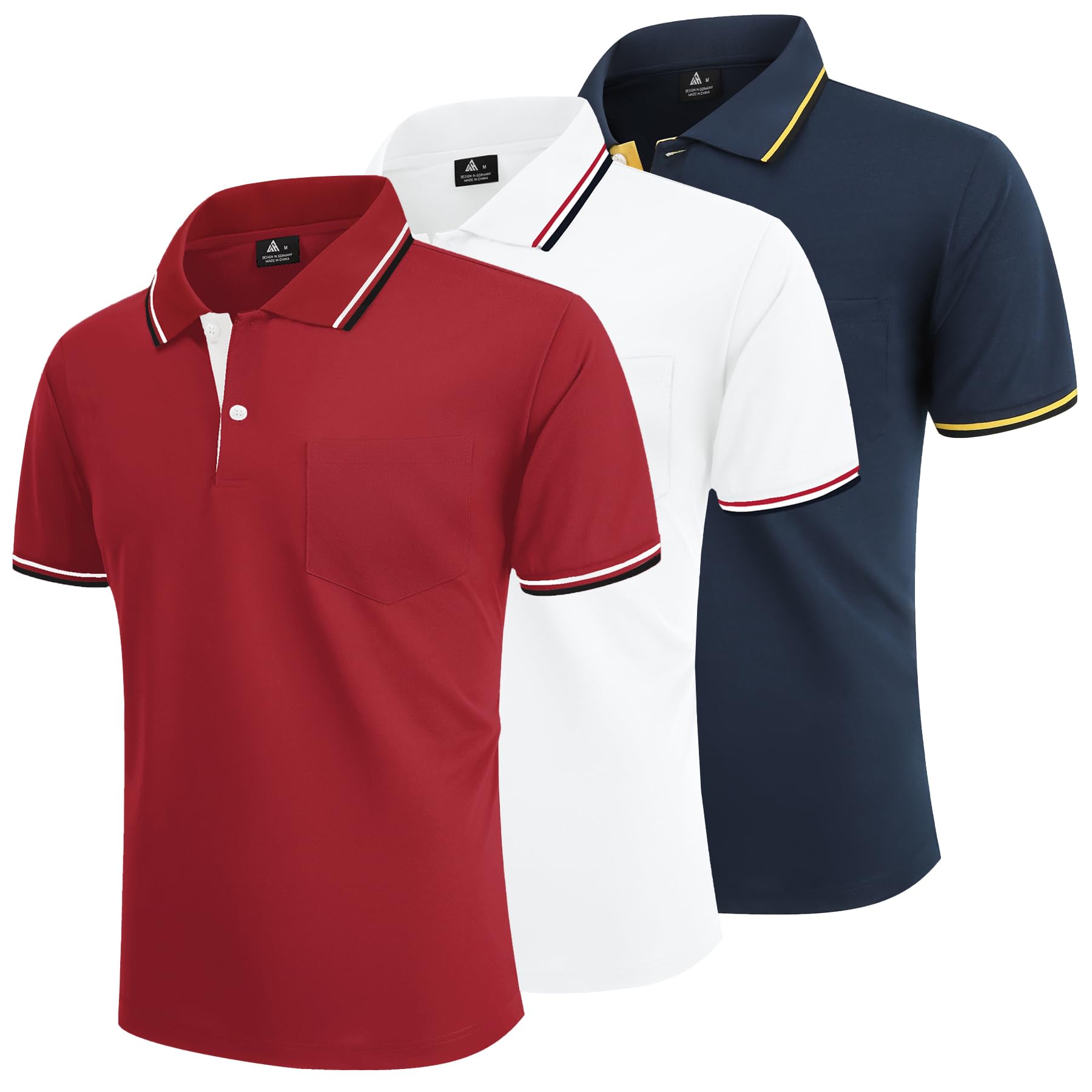 LLdress Men's Polo Shirt Short Sleeves 3 Pack Golf Tennis T Shirt Lightweight an