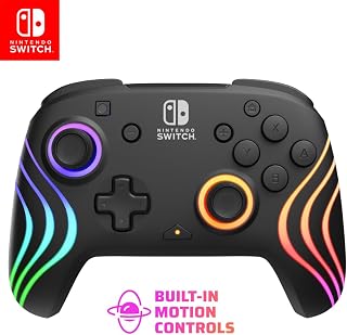 PDP Afterglow Wave Wireless RGB Gaming Controller for Nintendo Switch 2 | Nintendo Switch Lite, OLED, RGB LED Lighting, App Customization, Rechargeable 20-Hr Battery, 2 Mappable Back Buttons, Black