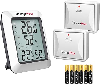ThermoPro TP60C Digital Hygrometer Thermometer Indoor Outdoor Humidity Monitor with Temperature Indicator Wireless Reptile and Amphibious Thermometer with a Range of 150 m, Pack of 2