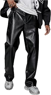 GORGLITTER Men's Leather Pants Baggy Western Concert Cowboy Rodeo Outfits