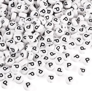 500pcs Flat Round Acrylic Alphabet Beads Opaque White Spacer Beads for Friendship Bracelet Necklace Earrings DIY Jewelry Making, 7x4mm