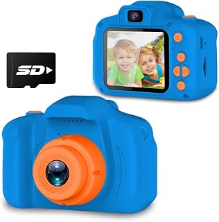 Seckton Upgraded Kids Selfie Camera, HD Digital Video Camera-Navy Blue | Christmas Birthday Gifts for Boys Age 3-9, Toddler Camera with Dual Lens, SD Card, Lanyard, Shockproof, Portable Creative Toy