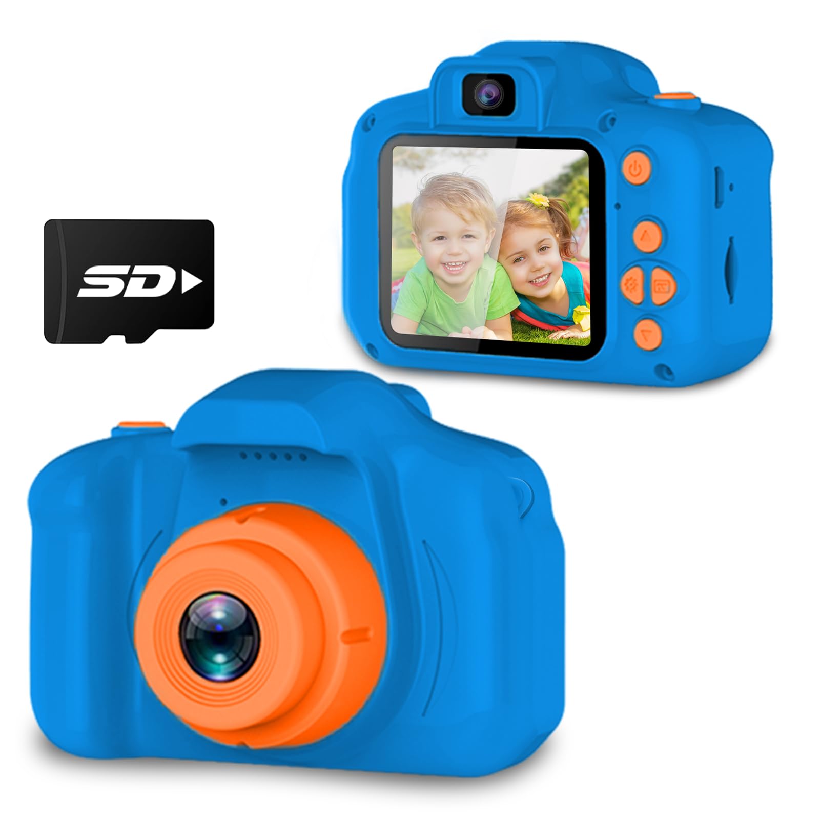 Seckton Upgraded Kids Selfie Camera, HD Digital Video Camera-Navy Blue | Christm