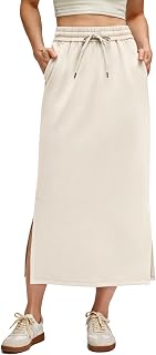 G4Free Smoofit Maxi Skirt Women Modal Soft Drawstring Skirts with 2 Pockets