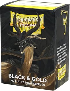 Dragon Shield | Matte Dual Standard Size Card Sleeves | 100ct - Smooth & Tough Premium TCG Sleeves - Compatible with Pokemon, One Piece, and Magic: The Gathering | Black & Gold