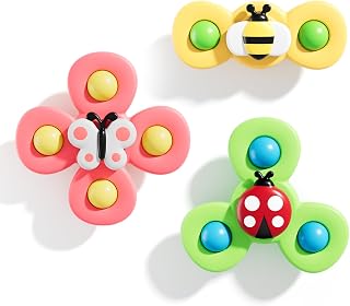 ALASOU Suction Cup Spinner Airplane Travel Toys for 1 Year Old Boy Girl | Spinning Top 12 18 Months,1 2 Year Old Boy Birthday Gift,Baby Bath Toy for Kids Ages 1-3,Sensory Toy for Infant Toddlers