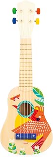 Janod - Gioia Ukulele- Musical Instrument - Colourful Wooden Development Toy - Early-Learning - Sound Discovery for Children and Toddlers - from 3 Years + - Multilingual - J07652